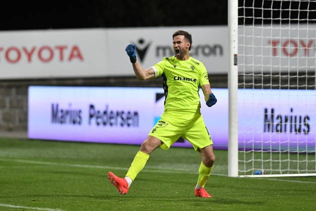 Football Conference League fourth qualifying round match: FK Jablonec vs Glasgow Rangers in Jablonec nad Nisou, Czech Republic, August 27, 2026. Goalie of Jablonec Jan Hanus celebrates victory. (CTKxPhoto VitxCerny) CTKPhotoP2026082708131  CTKPhotoP2026082708131