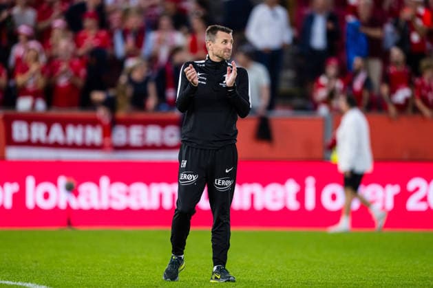 August 27, 2026: Brann head coach Eirik Horneland celebrates after the UEFA Conference League playoff match between Brann and PAOK on August 27, 2026 in Bergen. Photo by Marius Simensen. BILDBYRAN COP 238 bbeng brann football fotball fotboll paok play off skb soccer uecl uefa conference league  Copyright: MARIUSxSIMENSEN BB260827BB965