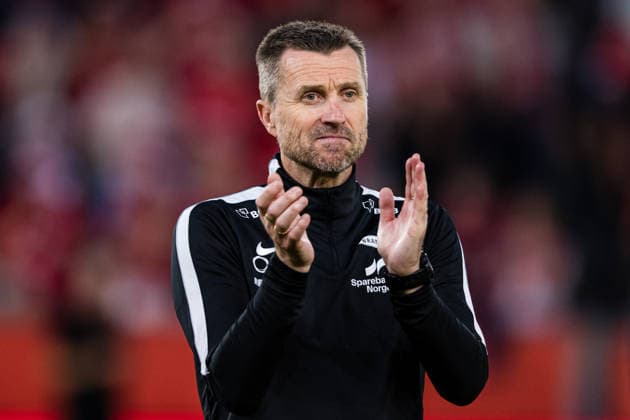 August 27, 2026: Brann head coach Eirik Horneland celebrates after the UEFA Conference League playoff match between Brann and PAOK on August 27, 2026 in Bergen. Photo by Marius Simensen. BILDBYRAN COP 238 bbeng brann football fotball fotboll paok play off skb soccer uecl uefa conference league  Copyright: MARIUSxSIMENSEN BB260827BB966