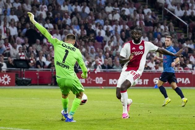 AMSTERDAM , 27-08-2026 , JohanCruijff ArenA , season 2026 2027 , UEFA Conference League play-off football . Match between Ajax and FC Sion, Picture shows Ajax player Toluwalase Arokodare Ajax - Sion  x206096621x Copyright: