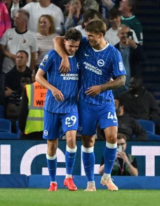 Maxim De Cuyper of Brighton celebrates after he scores Brighton s second goal during the Europa Conference League Qualifying match between Brighton and Hove Albion and Tromso at the American Express Stadium, Brighton UK - Thursday 27th August 2026 Brighton v Tromso Europa Conference League 2026, Amex Stadium, Sussex, UK - 27 Aug 2026Brighton Amex Stadium Sussex United Kingdom Editorial use only. No merchandising. For Football images FA and Premier League restrictions apply inc. no internet mobile usage without FAPL license - for details contact Football Dataco  Copyright: xLizxFinlayson TPI Shutterstockx 17121964am