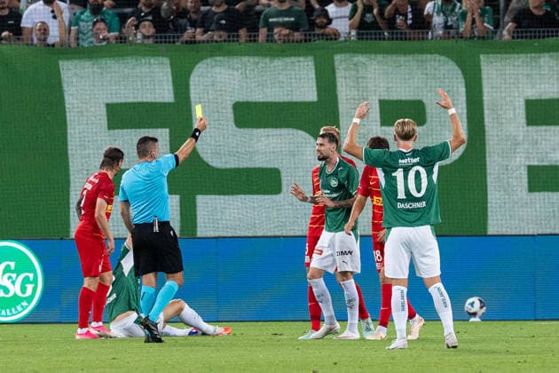 Soccer, UEFA Conference League Qualifying Round: FC St. Gallen 1879 vs. FC Nordsjaelland, Thursday, August 27, 2026, Berit Sitter Stadium, St. Gallen, Switzerland. 2 yellow cards for Mihailo Stevanovic, Mihailo Stevanovic 64, FC St. Gallen Copyright: xValentinxDomgjonix