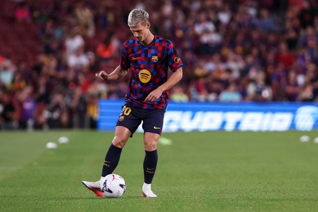 August 27, 2026, Barcelona, Barcelona, Spain: Dani Olmo of FC Barcelona, Barca warms up during the Spanish league, LaLiga EA Sports, football match played between FC Barcelona and Athletic Club at Spotify Camp Nou stadium on August 27, 2026 in Barcelona, Spain. Barcelona Spain - ZUMAa181 20260827_zaa_a181_021 Copyright: xJavierxBorregox