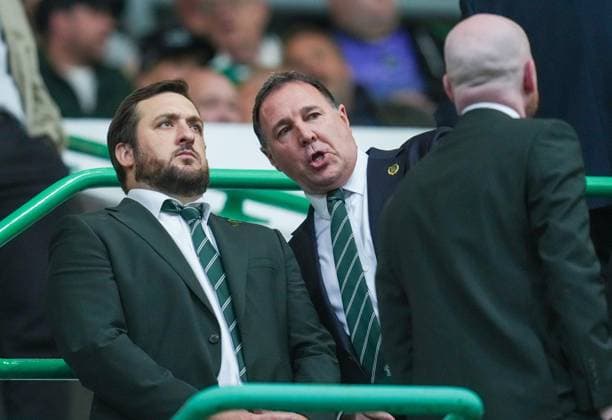 Hibernian owner Ian Gordon with Hibernian Sporting Director Malky Mackay Hibernian v Gent, UEFA Conference League, Play-Off Round, Second Leg, Football, Easter Road, Edinburgh, Scotland, UK - 27 Aug 2026Edinburgh Easter Road United Kingdom  Copyright: xStuartxWallace Shutterstockx 17118942z