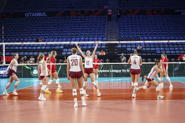 Latvia v Hungary - CEV EuroVolley 2026 ISTANBUL, TURKIYE - AUGUST 27: Players of Latvia celebrate the victory after the CEV EuroVolley 2026 Women Group A match between Poland and Germany at Sinan Erdem Dome in Istanbul, Turkiye on August 27, 2026. Agit Erdi Ulukaya Anadolu Istanbul Turkey. Editorial use only. Please get in touch for any other usage.  Copyright: x2026xAnadoluxAgitxErdixUlukayax
