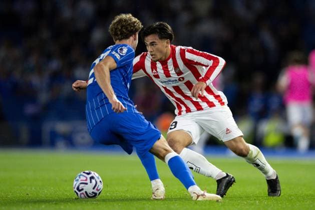 Alexander Thongla-Iad Warneryd of Tromso and Mats Wieffer of Brighton and Hove Albion Brighton and Hove Albion v Tromso, UEFA Conference League, Play-Off Round, Second Leg, Football, American Express Community Stadium, Brighton, UK - 27 Aug 2026Brighton American Express Community Stadi United Kingdom  Copyright: xIanxTuttle Shutterstockx 17118944ag