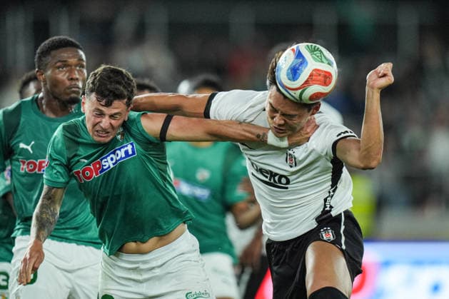 Kauno Zalgiris v Besiktas - UEFA Europa League KAUNAS, LITHUANIA - AUGUST 27: Franco Baldassarra (L) of Kauno Zalgiris in action against Oh Hyeon-gyu (R) of Besiktas during the UEFA Europa League play-off second-leg match between Kauno Zalgiris and Besiktas at Dariaus ir Gireno Stadium in Kaunas, Lithuania on August 27, 2026. Cemal Yurttas Anadolu Kaunas Lithuania. Editorial use only. Please get in touch for any other usage.  Copyright: x2026xAnadoluxCemalxYurttasx