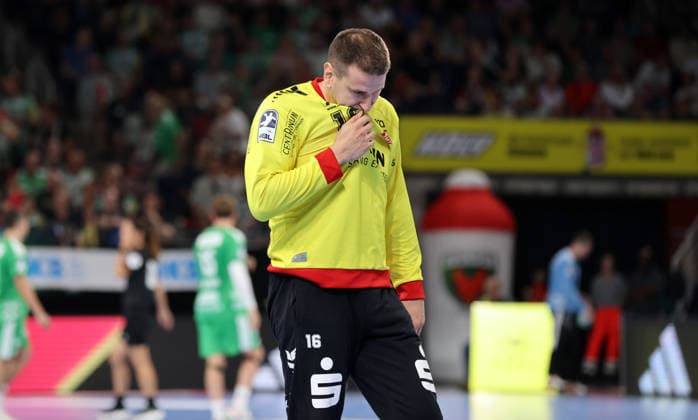 Goalkeeper Nebojsa Simic Disappointed After the Game Disappointment Sports Handball HBL Bundesliga Men s 1 Matchday 2026–2027 Season August 27, 2026 Füchse Berlin vs. MT Melsungen