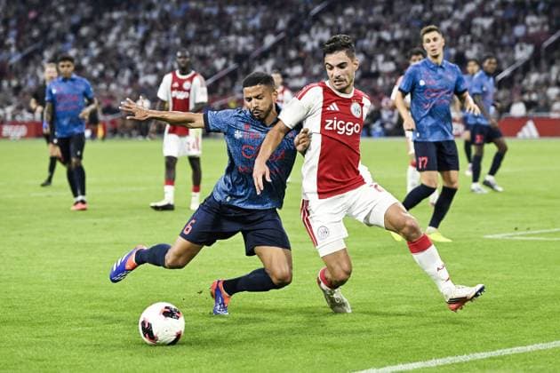 AMSTERDAM - Marquinhos of Sion, Lucas Rosa of Ajax (lr) during the UEFA Conference League match between AFC Ajax and Sion at the Johan Cruijff ArenA on 27 August 2026 in Amsterdam, the Netherlands. OLAF KRAAK ANP xVIxANPxSportx xxANPxIVx 566392881 originalFilename: 566392881.jpg