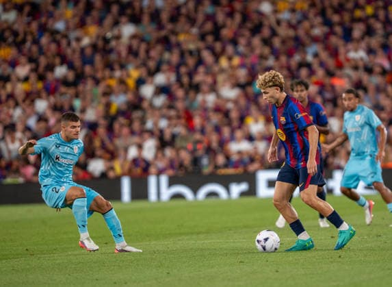 ESP LaLiga EA Sports: FC Barcelona vs. Athletic Bilbao — Fermin Lopez of FC Barcelona in action during the LaLiga EA Sports match between FC Barcelona and Athletic Bilbao, played at Spotify Camp Nou Stadium in Barcelona on August 27, 2026, in Spain. Spanish Soccer Copyright: xAgenciaxLOFx