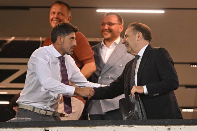 PARTIZAN vs GETAFE VELJKO PAUNOVIC and RASIM LJAJIC president football Partizan vs Gefafe UEFA Conference League qualifications match at Partizan stadium, Belgrade 27.08.2026 Foto: FOOTBALL, UEFA CONFERENCE LEAGUE QUALIFICATIONS, PARTIZAN, GETAFE Belgrade Partizan stadium Serbia Copyright: xMarkoxMetlas xMNxPressx
