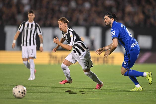 PARTIZAN vs GETAFE NIKOLA CUMIC vs SABA SAZONOV football Partizan vs Gefafe UEFA Conference League qualifications match at Partizan stadium, Belgrade 27.08.2026 Foto: FOOTBALL, UEFA CONFERENCE LEAGUE QUALIFICATIONS, PARTIZAN, GETAFE Belgrade Partizan stadium Serbia Copyright: xMarkoxMetlas xMNxPressx