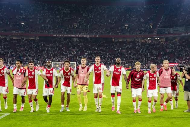 AMSTERDAM , 27-08-2026 , JohanCruijff ArenA , season 2026 2027 , UEFA Conference League play-off football . Match between Ajax and FC Sion, Picture shows players of Ajax Ajax - Sion  x206098206x Copyright: