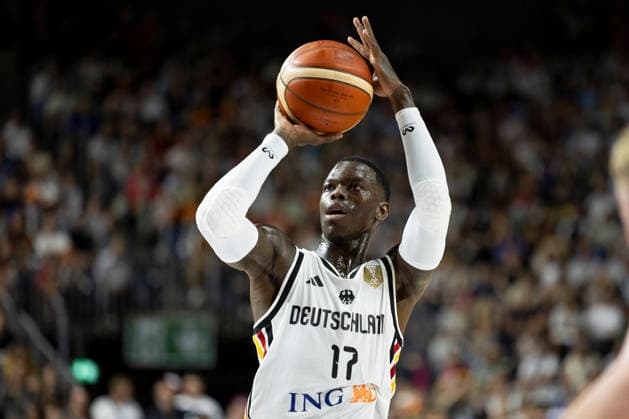Dennis SCHROEDER SCHRÖDER GER, 17, with the ball, taking a free throw, individual play, basketball international match, World Cup qualifier, Germany (GER) vs. the Netherlands (NED), final score 99–83, FIBA Basketball World Cup European Qualifiers, 2nd Round, Group K, on August 27, 2026, at the Lanxess Arena in Cologne Â