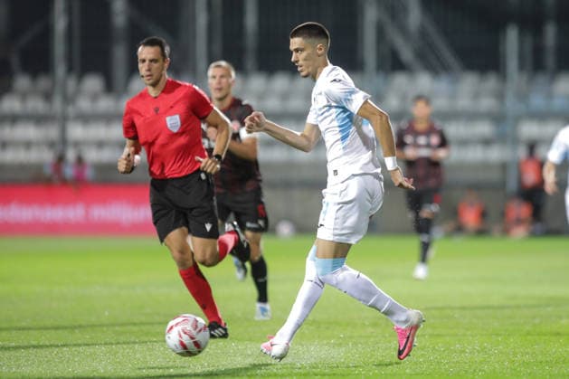 HNK Rijeka v Midtjylland - UEFA Conference League 2026 27 Play Off Round Second Leg RIJEKA, CROATIA - AUGUST 27: Niko Jankovic of HNK Rijeka controls the ball during the UEFA Conference League 2026 27 Play Off Round Second Leg match between HNK Rijeka and FC Midtjylland at Stadion HNK Rijeka on August 27, 2026 in Rijeka, Croatia.  GoranxKovacic PIXSELL