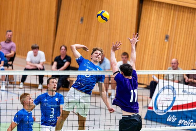 August 27, 2026, GER, Volleyball, Men, Season 26–27, 2nd Division South, 1st Division, Exhibition Match, Blue Volleys Gotha vs. Cerebricks Volley Goats Mitteldeutschland, Lauritz Jastrow, Blue Volleys Gotha, 10, Nick Breitenbach, Cerebricks Volley Goats Central Germany 99867 Gotha, Ernesti Sports Complex, Thuringia, Germany