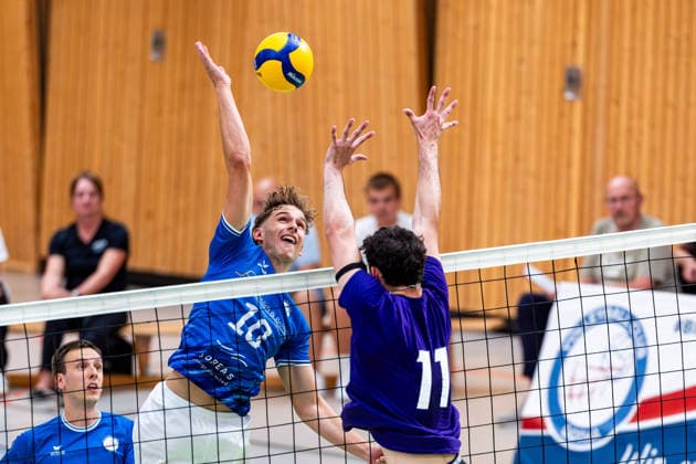 August 27, 2026, GER, Volleyball, Men, Season 26–27, 2nd Division South, 1st Division, Exhibition Match, Blue Volleys Gotha vs. Cerebricks Volley Goats Mitteldeutschland, Lauritz Jastrow, Blue Volleys Gotha, 10, Nick Breitenbach, Cerebricks Volley Goats Central Germany 99867 Gotha, Ernesti Sports Complex, Thuringia, Germany