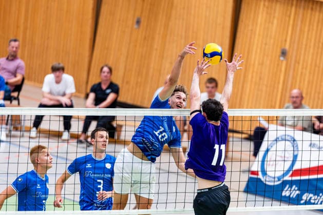August 27, 2026, GER, Volleyball, Men, Season 26–27, 2nd Division South, 1st Division, Exhibition Match, Blue Volleys Gotha vs. Cerebricks Volley Goats Mitteldeutschland, Lauritz Jastrow, Blue Volleys Gotha, 10, Nick Breitenbach, Cerebricks Volley Goats Central Germany 99867 Gotha, Ernesti Sports Complex, Thuringia, Germany