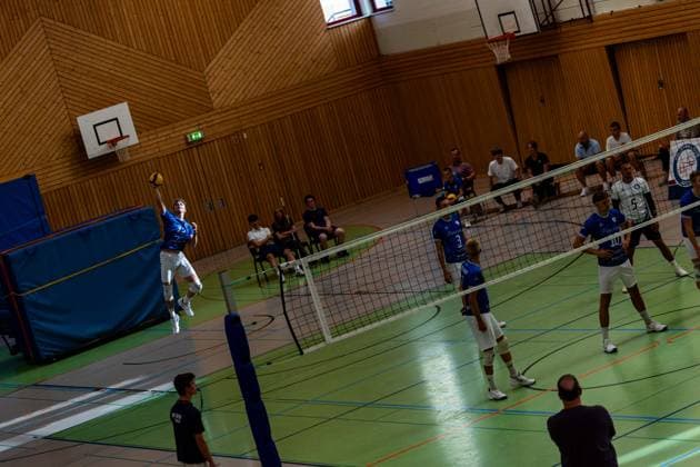 August 27, 2026, GER, Volleyball, Men, Season 26–27, 2nd Division South vs. 1st Division, Exhibition Match, Blue Volleys Gotha vs. Cerebricks Volley Goats Mitteldeutschland, Ben Bierwisch, Blue Volleys Gotha, 13 99867 Gotha, Ernesti Sports Complex, Thuringia, Germany