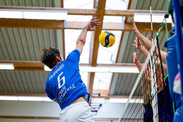 August 27, 2026, GER, Volleyball, Men, Season 26–27, 2nd Division South vs. 1st Division, Exhibition Match, Blue Volleys Gotha vs. Cerebricks Volley Goats Mitteldeutschland, Jean Filippidis, Blue Volleys Gotha, 6 99867 Gotha, Ernesti Sports Complex, Thuringia, Germany