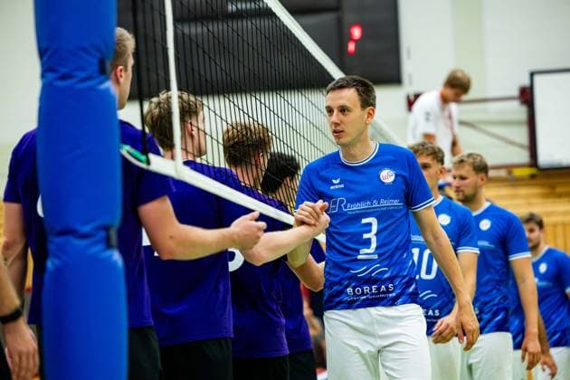 August 27, 2026, GER, Volleyball, Men, Season 26–27, 2nd Division South vs. 1st Division, Exhibition Match, Blue Volleys Gotha vs. Cerebricks Volley Goats Mitteldeutschland, Christoph Assmann, Blue Volleys Gotha, 3 99867 Gotha, Ernesti Sports Complex, Thuringia, Germany
