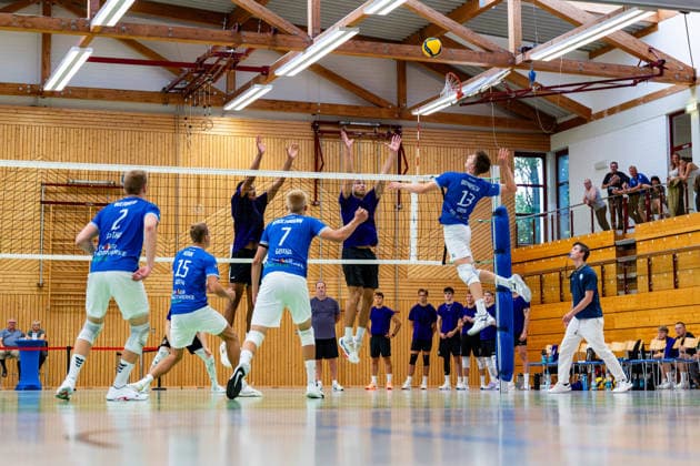 August 27, 2026, GER, Volleyball, Men, Season 26–27, 2nd Division South vs. 1st Division, Exhibition Match, Blue Volleys Gotha vs. Cerebricks Volley Goats Mitteldeutschland Ben Bierwisch Blue Volleys Gotha, 13 99867 Gotha, Ernesti Sports Complex, Thuringia, Germany