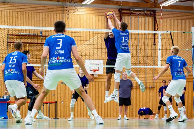 August 27, 2026, GER, Volleyball, Men, Season 26–27, 2nd Division South vs. 1st Division, Exhibition Match, Blue Volleys Gotha vs. Cerebricks Volley Goats Mitteldeutschland Ben Bierwisch Blue Volleys Gotha, 13 99867 Gotha, Ernesti Sports Complex, Thuringia, Germany