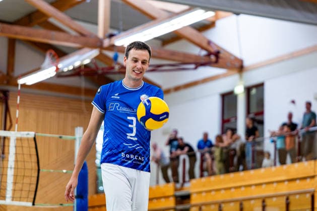 August 27, 2026, GER, Volleyball, Men, Season 26–27, 2nd Division South vs. 1st Division, Exhibition Match, Blue Volleys Gotha vs. Cerebricks Volley Goats Mitteldeutschland, Christoph Assmann, Blue Volleys Gotha, 3 99867 Gotha, Ernesti Sports Complex, Thuringia, Germany