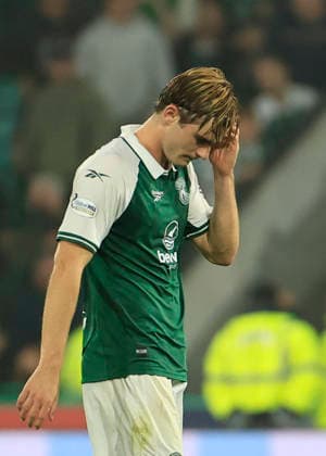 Hibernian v K.A.A. Gent UEFA Europa Conference League Nathan Lowe of Hibernian looks dejected at full time during the UEFA Europa Conference League Play-Off Second Leg match at Easter Road, Edinburgh 27 08 2026 UK Newspapers OUT Copyright: xFredxPalmerx FIL-23844-0099