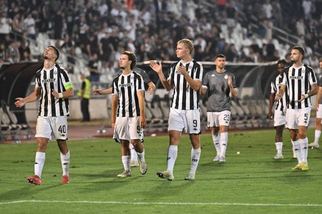 PARTIZAN vs GETAFE NIKOLA SIMIC, BOGDAN KOSTIC, ERIK KOJZEK football Partizan vs Gefafe UEFA Conference League qualifications match at Partizan stadium, Belgrade 27.08.2026 Foto: FOOTBALL, UEFA CONFERENCE LEAGUE QUALIFICATIONS, PARTIZAN, GETAFE Belgrade Partizan stadium Serbia Copyright: xMarkoxMetlas xMNxPressx