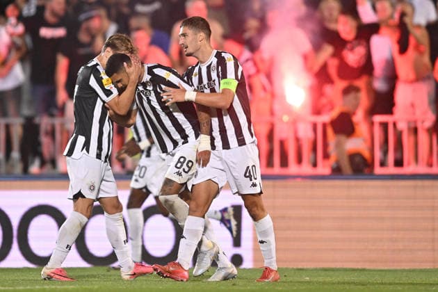 PARTIZAN vs GETAFE MARINHO DOS SANTOS JEFERSON JEH Marinjo Dos Santos Zeferson Dzeh and NIKOLA SIMIC football Partizan vs Gefafe UEFA Conference League qualifications match at Partizan stadium, Belgrade 27.08.2026 Foto: FOOTBALL, UEFA CONFERENCE LEAGUE QUALIFICATIONS, PARTIZAN, GETAFE Belgrade Partizan stadium Serbia Copyright: xMarkoxMetlas xMNxPressx