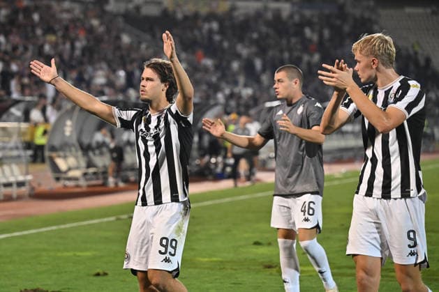 PARTIZAN vs GETAFE BOGDAN KOSTIC, MARKO LEKIC and ERIK KOJZEK football Partizan vs Gefafe UEFA Conference League qualifications match at Partizan stadium, Belgrade 27.08.2026 Foto: FOOTBALL, UEFA CONFERENCE LEAGUE QUALIFICATIONS, PARTIZAN, GETAFE Belgrade Partizan stadium Serbia Copyright: xMarkoxMetlas xMNxPressx