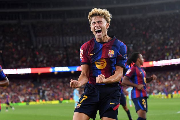 FC Barcelona, Barca v ATHLETIC CLUB DE BILBAO SPOTIFY CAMP NOU. BARCELONA Aug 27,2026 iFC BARCELONA vs ATHLETIC CLUB DE VBILBAO AUG 27 ,2026 Fermin (7) of FC Barcelona celebrates scoring his team s second goal during the match between FC Barcelona and Athletic Club de Bilbao corresponding to the first day (postponed match) of La Liga EA Sports at at Spotify Camp Nou in Barcelona, Spain. Barcelona ESP Copyright: xS.xRosx