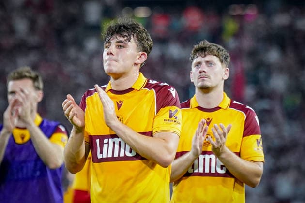 Germany UEFA Conference League Qualifiers: SC Freiburg vs. FC Motherwell, Playoffs 2026–2027, Europa-Park Stadium, Freiburg; Tom Sparrow (Motherwell FC), 7; Dylan Williams (Motherwell FC), 20 Copyright: xJOERANxSTEINSIEKx