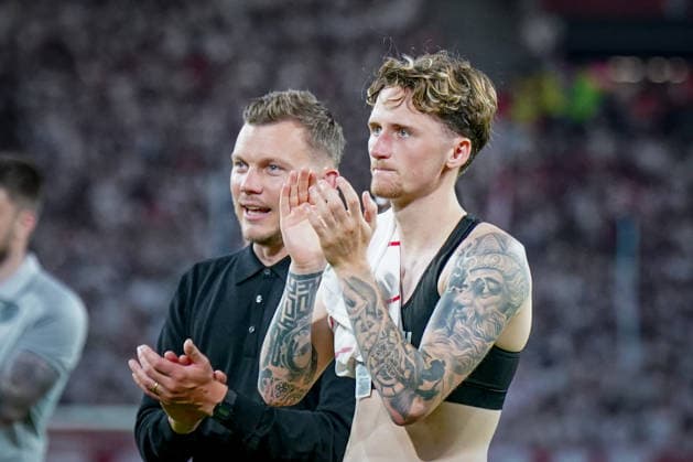 Germany UEFA Conference League Qualifiers: SC Freiburg vs. FC Motherwell, Playoffs 2026–2027, Europa-Park Stadium, Freiburg; Alexander Lowry, Motherwell FC; Alfred Johansson, Coach, Motherwell FC Copyright: xJOERANxSTEINSIEKx