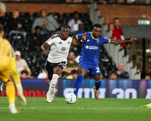 LONDON, ENGLAND, AUGUST 27: Sam Amissah during the Carabao Cup, English League Cup 2nd round match between Fulham and AFC Wimbledon at Craven Cottage in London, England. (Photo by Alex Ferrelly Sports Press Photo) Copyright: xAlexxFerrelly SportsxPressxPhotox Sportspressphoto_SPR217457