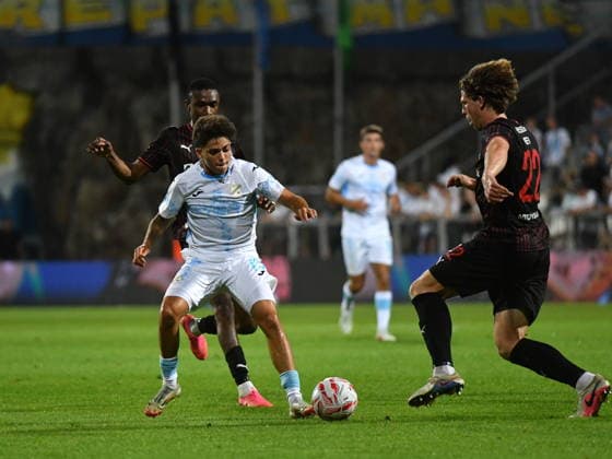 Rijeka, Croatia, 270826. Rujevica Stadium. Samuele Vignato at the return match of the UEFA Conference League play-off, Rijeka - Midtjylland. Foto: Damir Skomrlj CROPIX Hrvatska Copyright: xxDamirxSkomrljx xCROPIXx rijeka_midtjylland26-270826