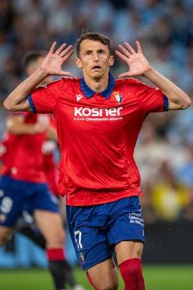 ESP RC Celta vs. CA Osasuna LaLiga EA Sports Ante Budimir celebrates his second goal during the LaLiga EA Sports match between RC Celta and CA Osasuna on August 27, 2026, played at ABANCA Balaidos Stadium, Spain Copyright: xLuisxLorenzox