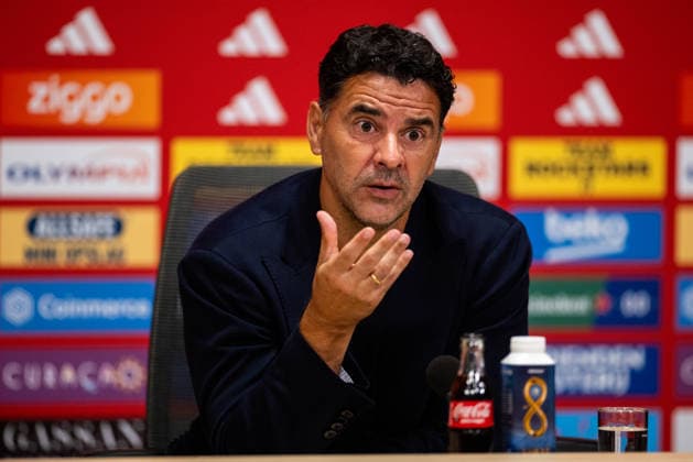 AMSTERDAM, NETHERLANDS - AUGUST 27: AFC Ajax head coach Michel attends a press conference, PK, Pressekonferenz after the UEFA Conference League 2026 27 Play Off Round Second Leg match between AFC Ajax and FC Sion at the Johan Cruijff ArenA on August 27, 2026 in Amsterdam, Netherlands.  Copyright: xRenexNijhuis MBxMediax