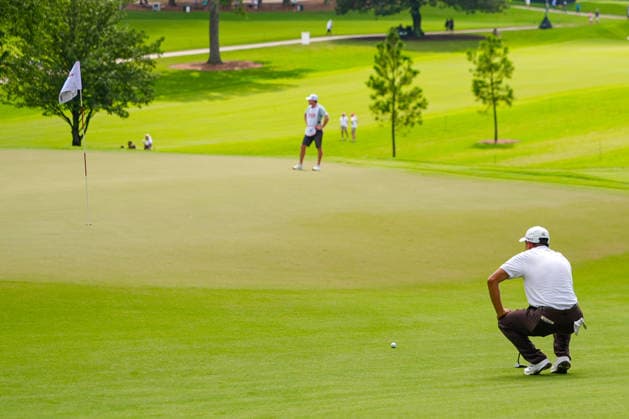 August 27, 2026, Atlanta, Georgia, USA: Collin Morikawa (USA) lines up a putt on the 11th green during the first round of the 2026 TOUR Championship at East Lake Golf Club. Atlanta USA - ZUMAw109 20260827_fap_w109_003 Copyright: xDebbyxWongx