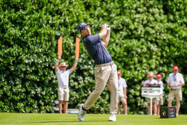 August 27, 2026, Atlanta, Georgia, USA: Russell Henley (USA) tees off the 12th hole during the first round of the 2026 TOUR Championship at East Lake Golf Club. PGA, Golf Herren 2026: TOUR Championship - Round 1  - ZUMAw109 20260827_fap_w109_037 Copyright: xDebbyxWongx