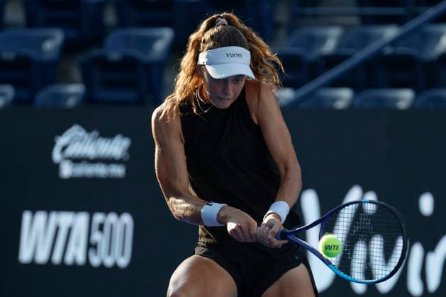 August 27, 2026, Monterrey, Nuevo Leon, Mexico: Darja Vidmanova (CZE) in action against Nikola Bartunkova (CZE) during the GNP Seguros WTA, Tennis Damen 500 Open at Club Sonoma in Monterrey, Nuevo Leon. Monterrey Mexico - ZUMAo125 20260827_zip_o125_019 Copyright: xAntonioxOjedax
