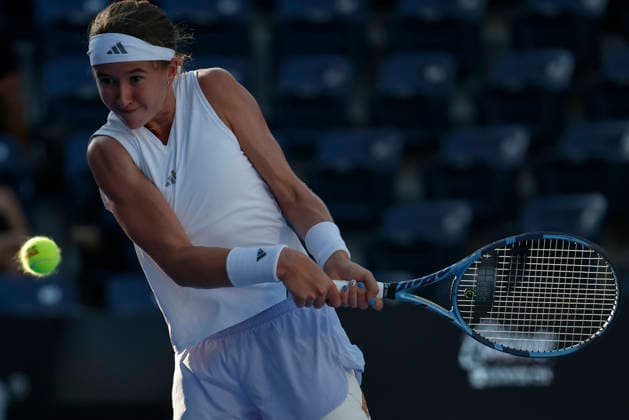 August 27, 2026, Monterrey, Nuevo Leon, Mexico: Nikola Bartunkova (CZE) in action against Darja Vidmanova (CZE) during the GNP Seguros WTA, Tennis Damen 500 Open at Club Sonoma in Monterrey, Nuevo Leon. Tenis 2026: WTA 500 Monterrey: Vidmanova Vs Bartunkova  - ZUMAo125 20260827_zip_o125_017 Copyright: xAntonioxOjedax