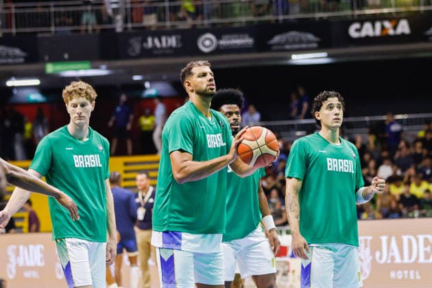 Brasil x República Dominicana BRASiLIA, DF - 27.08.2026: BRASIL X REPuBLICA DOMINICANA - Warm-up for the match between Brazil and the Dominican Republic, valid for the FIBA World Cup 2027 qualifiers, held at the Nilson Nelson Gymnasium in Brasilia. (Photo: Joao Pedro Carvalho Fotoarena) x3005758x  JoaoxPedroxCarvalho