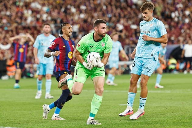 Unai Simon (Bilbao), AUGUST 27, 2026 - Football Soccer : Spanish LaLiga EA Sports match between FC Barcelona, Barca - Athletic Club de Bilbao at the Spotify Camp Nou in Barcelona, Spain. Noxthirdxpartyxsales  aflo_343426289 MutsuxKawamorix