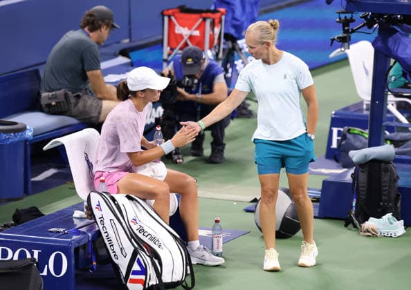 August 27, 2026, New York City, New York, USA: IGA SWIATEK and DARIA ABRAMOWICZ of Poland during practise session before US Open. New York, USA. Tennis: US Open - Iga Swiatek And Daria Abramowicz  - ZUMAc278 20260827_zsp_c278_008 Copyright: xMarcinxCholewinskix