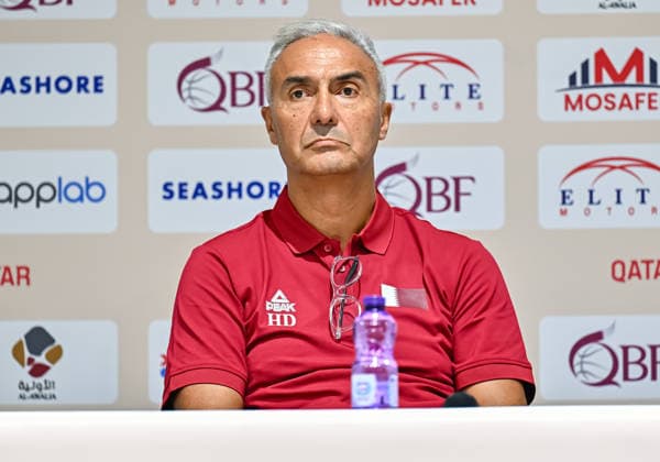 Qatar v China - FIBA Basketball World Cup 2027 Asian Qualifiers Demir Hakan, Head Coach of Qatar, speaks during a post-match press conference, PK, Pressekonferenz after the second-round match between China and Qatar in the FIBA Basketball World Cup Asian Qualifiers at Al Janoub Stadium in Al Wakrah, Qatar, August 27, 2026. DOHA Qatar Copyright: xNOUSHADx