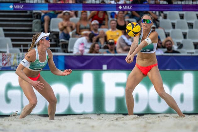 German Beach Championship German Beach Volleyball Championship Dortmund, Germany August 27, 2026 DORTMUND, GERMANY AUGUST 27 Louisa Lippmann, Player 1, BR Volleys; Melanie Paul, Player 2, Eintracht Spontent during the German Beach Championship (German Beach Volleyball Championship) in Dortmund on August 27, 2026, in Dortmund, Germany Copyright: xBEAUTIFULxSPORTS PeterxWeberx