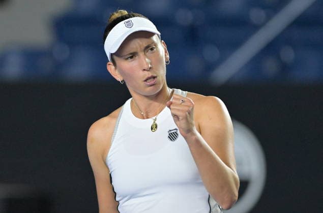 Monterrey Open tennis tournament Elise Mertens of Belgium reacts while in action against Yuliia Starodubtseva of Ukraine during their match at the Monterrey Open tennis tournament in Monterrey, Mexico, 27 August 2026. Monterrey Mexico  Copyright: xMiguelxSierrax