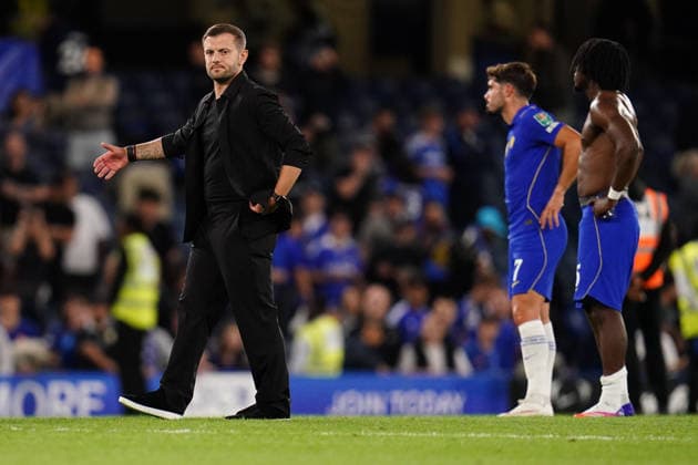 Chelsea v Luton Town - Carabao Cup Second Round Jack Wilshere, manager of Luton Town, at full time during the Carabao Cup round 2 match between Chelsea and Luton Town at Stamford Bridge in London, United Kingdom, on August 27, 2026. United Kingdom  Copyright: xNewsxImagesx originalFilename:cosgrove-carabaoc260827_npwFA.jpg